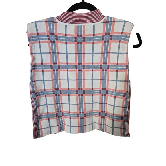 Veronica Beard Rayon Blend‎ Plaid Sweater Vest Top Shoulder Pads Small - Picture 3 of 10